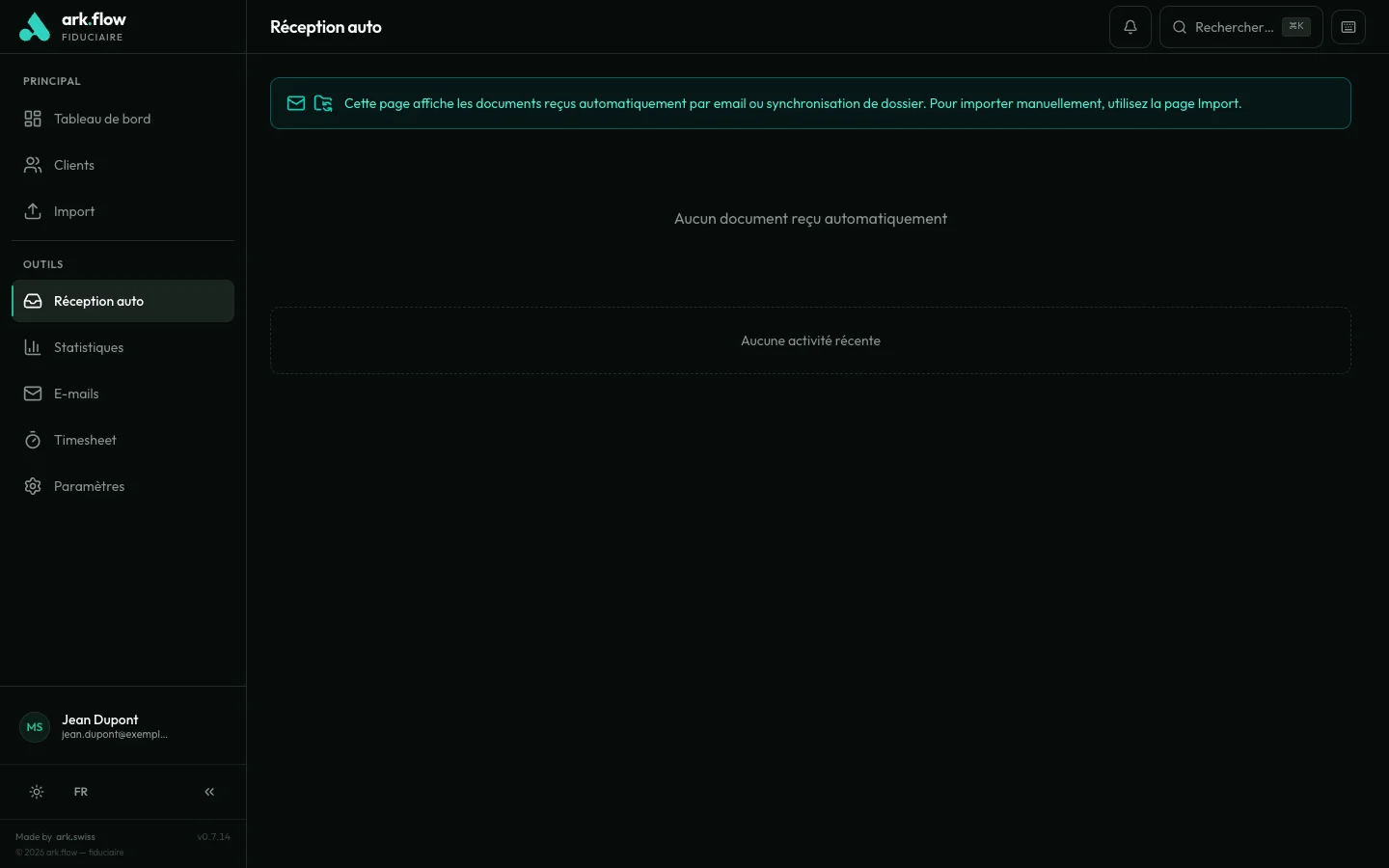 ark.flow fiduciaire — Réception automatique des documents