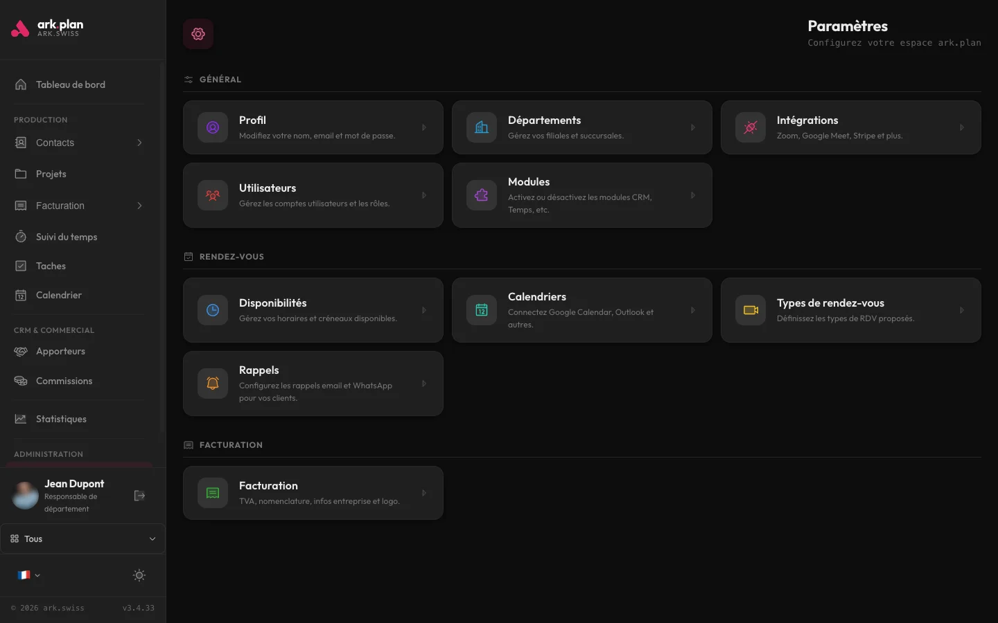 ark.plan — Paramètres modulaires