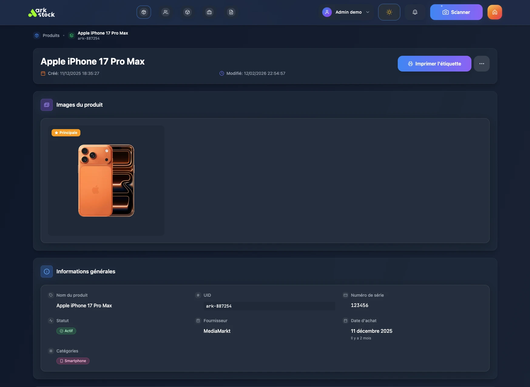 ark.stock - Fiche produit