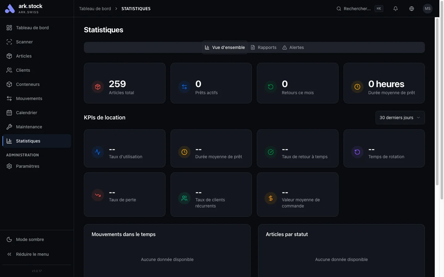 ark.stock - Statistiques et analytics