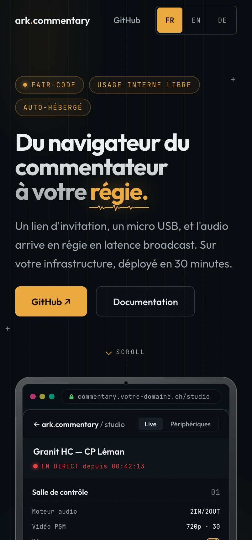 ark.commentary — page produit sur mobile