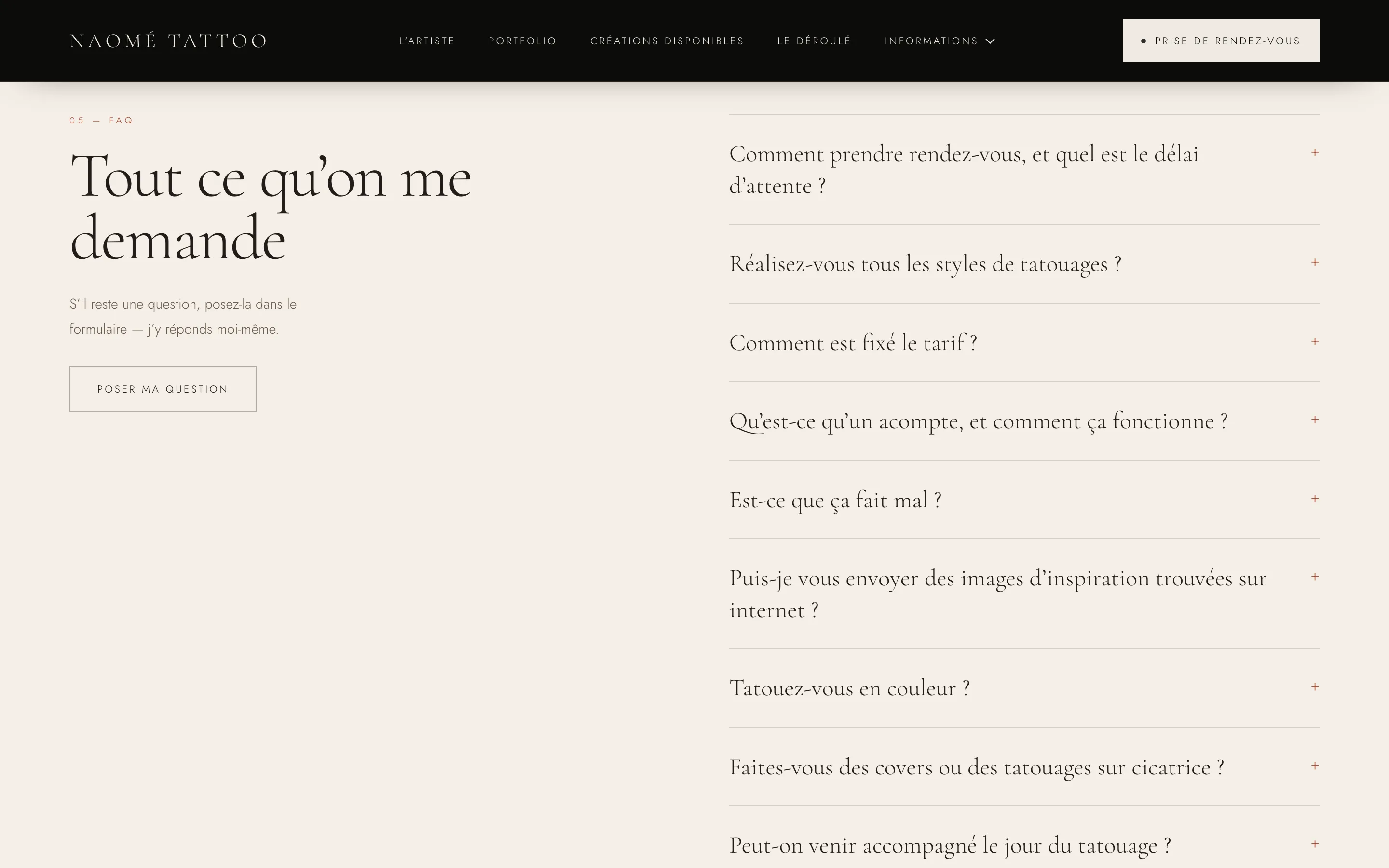 Naomé Tattoo — questions fréquentes