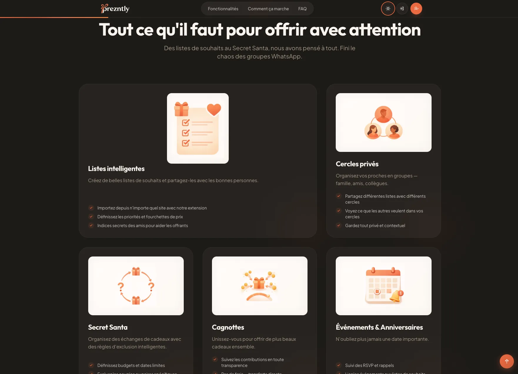 Prezntly - Fonctionnalités