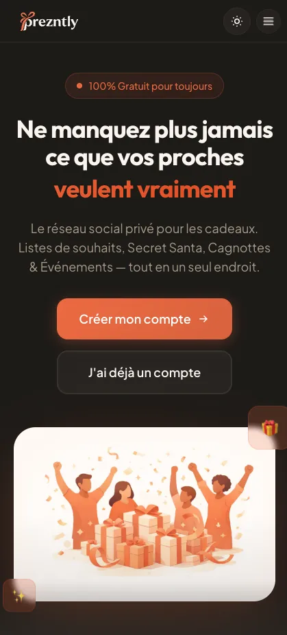 Prezntly - Landing hero mobile