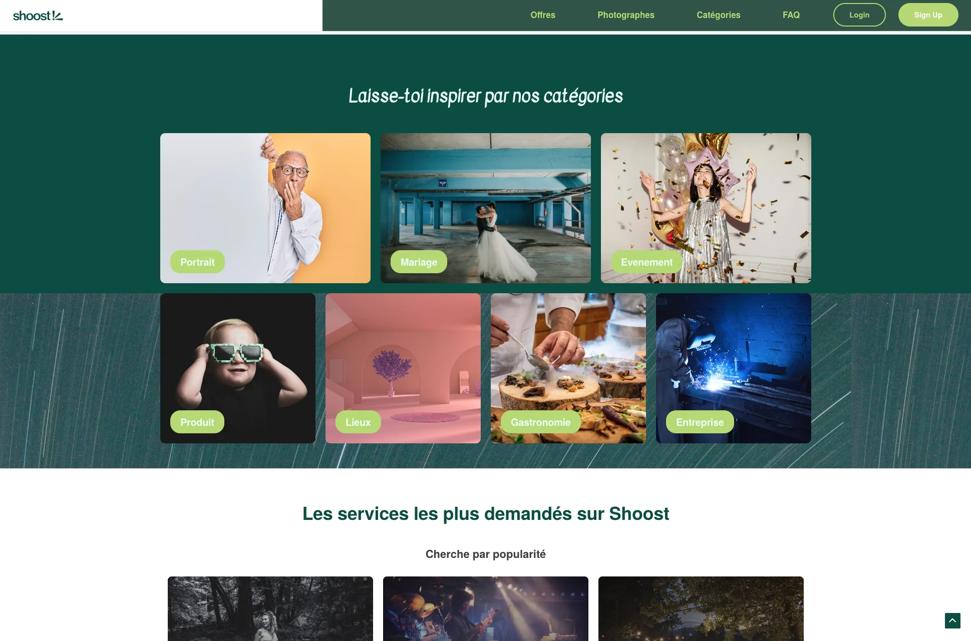 Shoost - Catégories de services